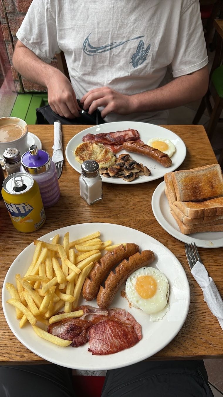 Two fry-up plates on a table